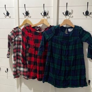 Lot of 3 flannel dresses girl size 5t